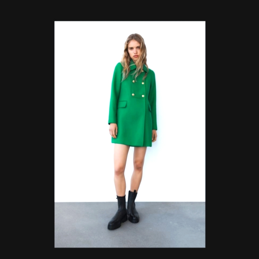 Green zara coat - Picture 1 of 7
